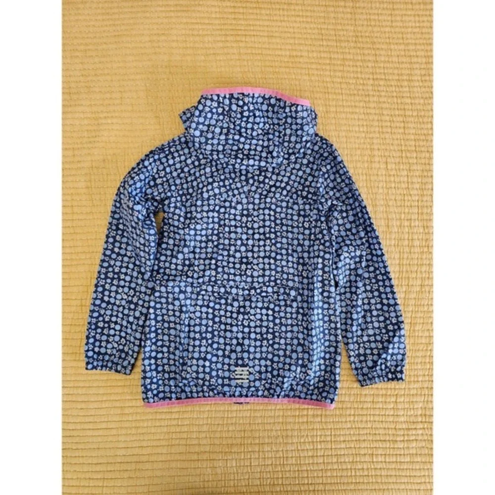 Lands' End Kids Blue‎ Floral Packable Windbreaker Rain Jacket Gorpcore Travel